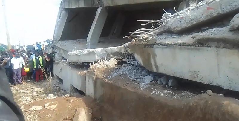 A screengrab image of a collapsed building in Bungoma.